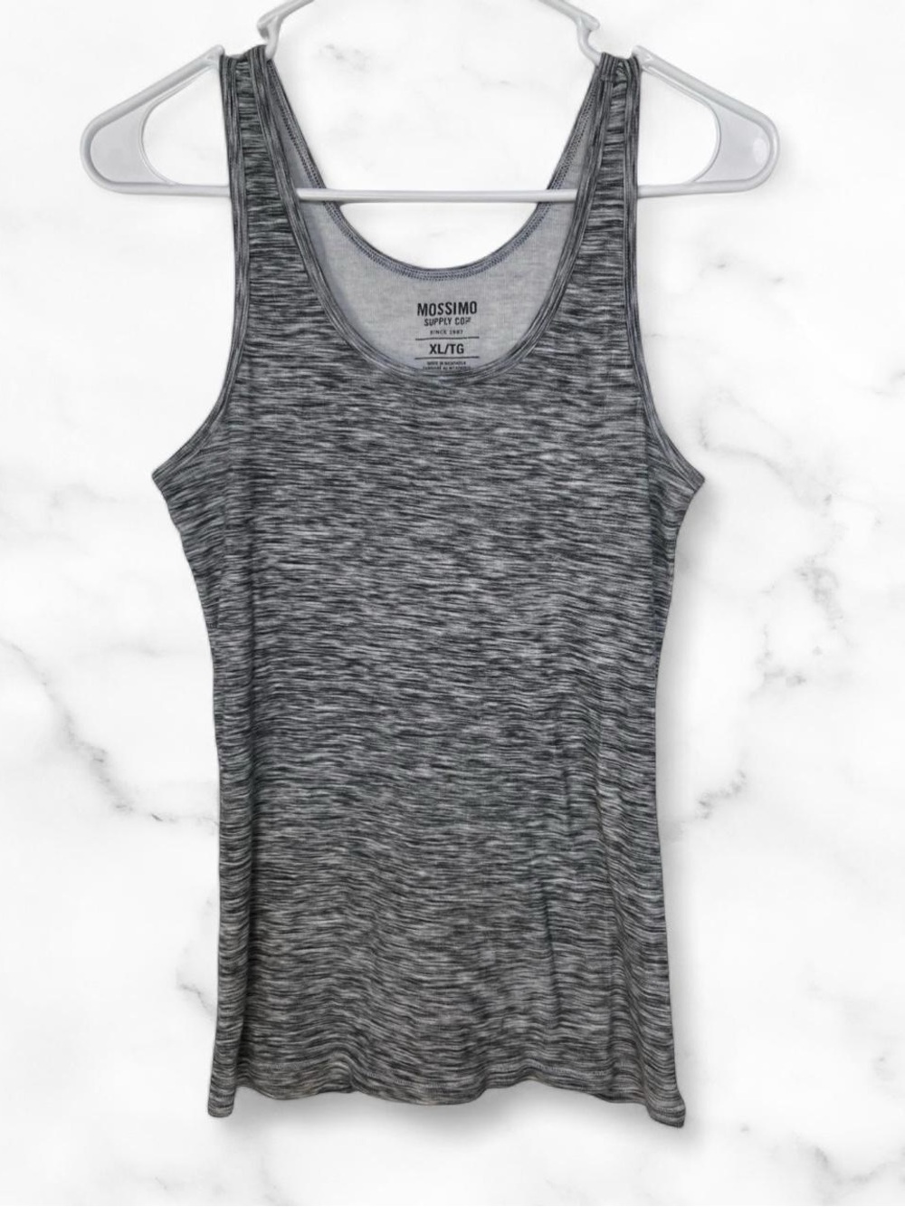 Mossimo Supply Co Womens XL Gray Space Dye Ribbed Stretch Tank Top Cotton